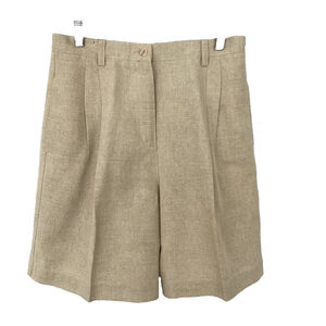 Liz Claiborne Vintage Linen Blend Shorts High Waisted Oatmeal Beige Size 10